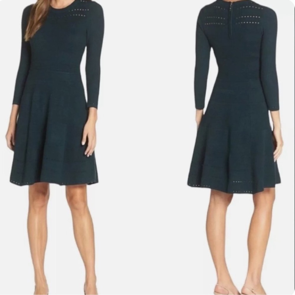 Eliza J Hunter Green Knit Sweater Dress Size XL Christmas Holiday Festive